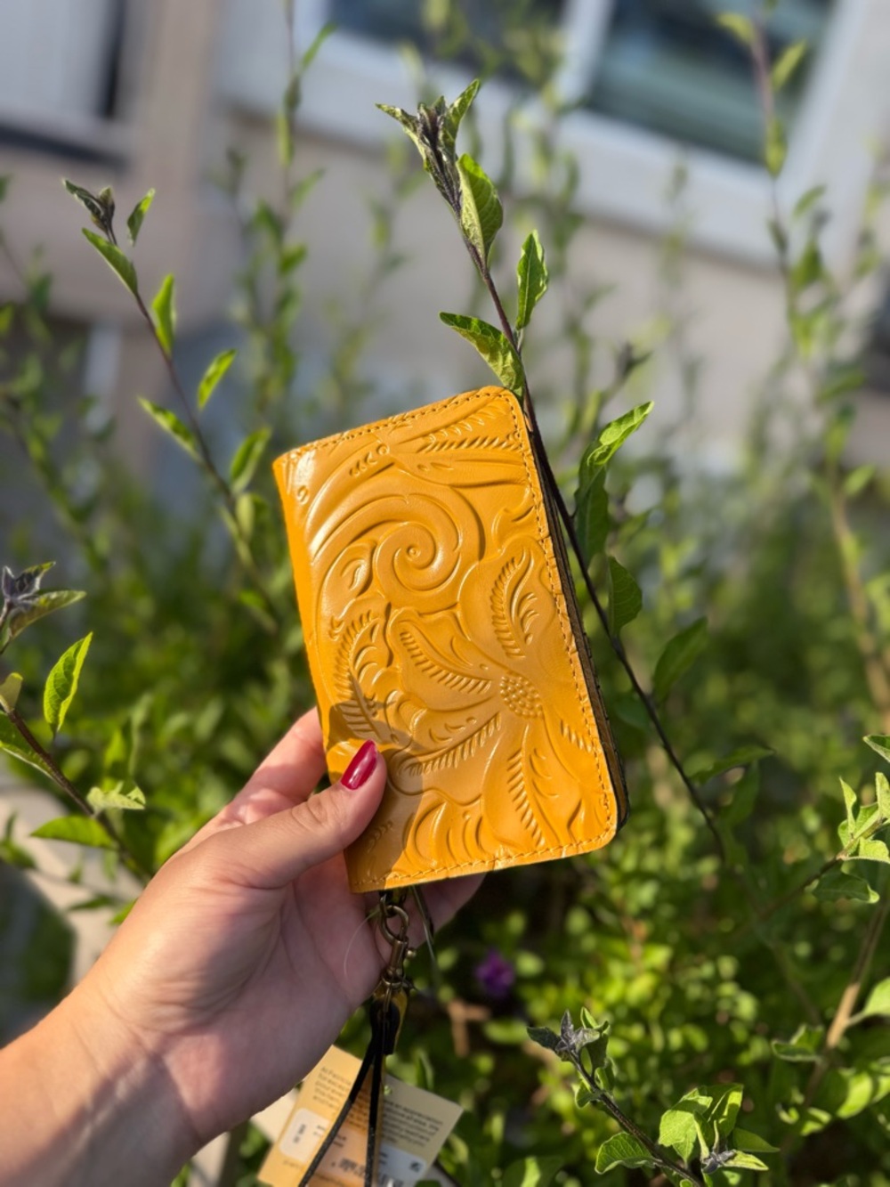 Patricia Nash Hand-Tooled muted Yellow Leather wristlet